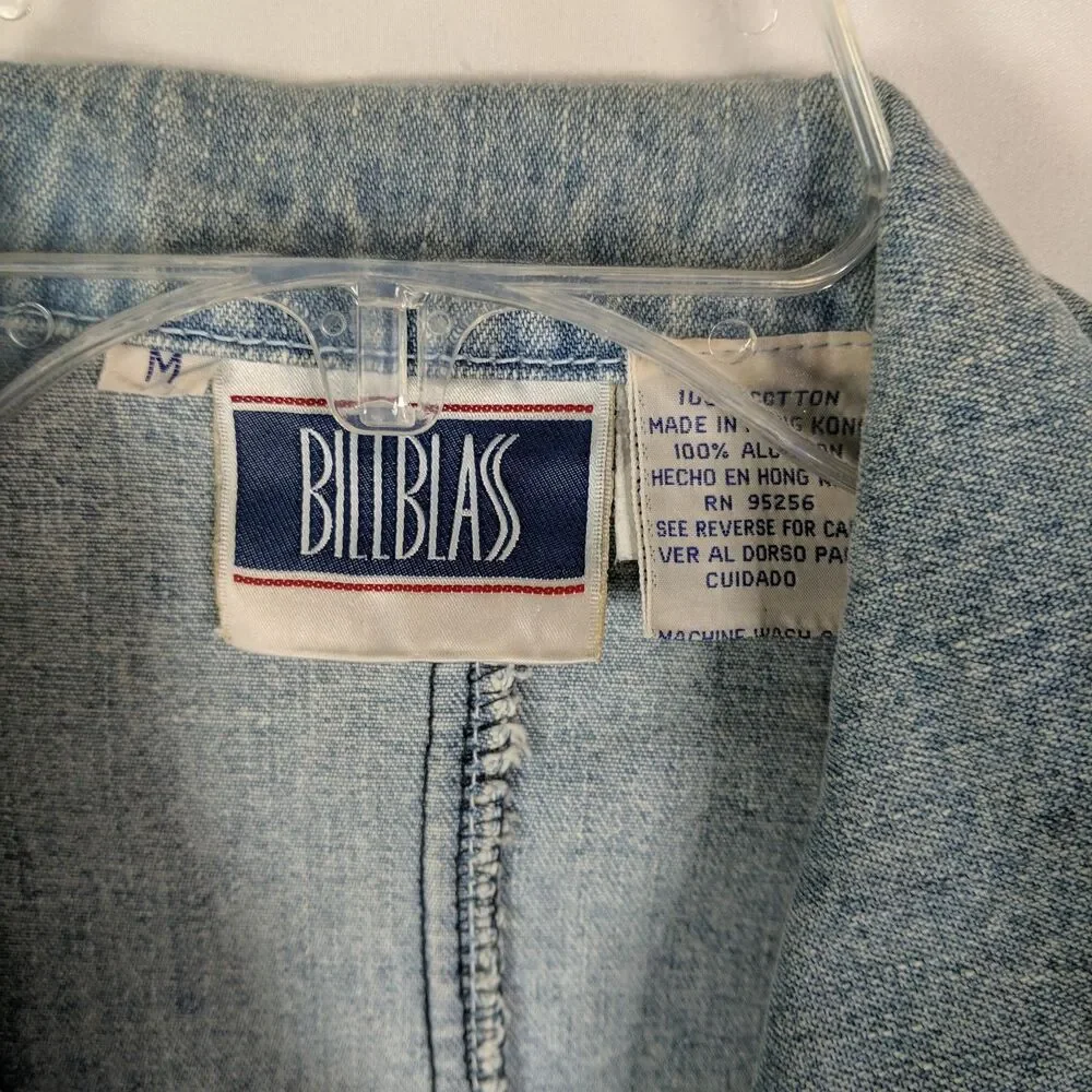 Bill Blass Light Denim Double Breasted Jacket Pea Coat Women Size Medium Vintage